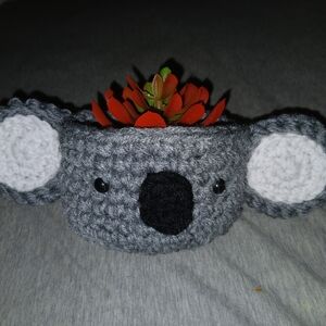 Handmade Koala Plant  Holder in Gray